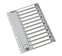 Esselte indicizzazione numerici in plastica, PP, formato A4, a 1 - 12, GAMA Eco, Grigio, 49209