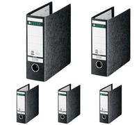 Esselte Leitz 10750000 - Cartellina portadocumenti, formato A5, larghezza 75 mm, con foro per le dita, dorso in cartoncino nero (Confezione da 5)