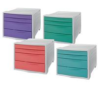 Esselte Organizer / Cassettiera da Scrivania con 4 Cassetti per Riporre Fogli, Documenti e Penne, Utilizzabile a Casa e in Ufficio, Gamma Colour'Breeze, 281 mm x 244 mm x 365 mm - Colori Assortiti