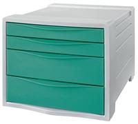Esselte Organizer / Cassettiera da Scrivania con 4 Cassetti per Riporre Fogli, Documenti e Penne, Utilizzabile a Casa e in Ufficio, Gamma Colour'Breeze, 281 mm x 244 mm x 365 mm - Verde