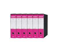Esselte OXFORD G85 Registratore con Custodia, con Meccanismo a Leva N.1 in Formato Protocollo (23x33cm) con Dorso da 8 cm, Fucsia, Conf.da 6 pezzi, 390785900