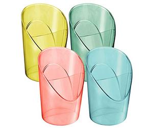 Esselte Portapenne, Organizer da Scrivania a Doppia Sezione per Penne, Matite e Forbici, Utilizzabile a Casa e in Ufficio, Gamma Colour'Breeze, 90 mm x 125 mm x 90 mm - Colori Assortiti
