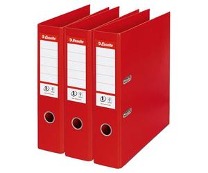 Esselte Registratore con Meccanismo n.1, Raccogli documenti A4 meccanismo a Leva e sistema di bloccaggio, Etichette dorsali sostituibili, Capacità 500 fogli, Dorso 7.5 cm, Rosso, 3 pezzi, 390811330