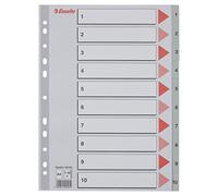 Esselte Rubrica con Tasti 1-10, Formato A4, Formato Extra Largo, Grigio, Divisori in Polipropilene Robusto con Pagina Indice, 100105