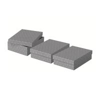 Esselte Set di 3 Contenitori Medi con Coperchio in Cartone Riciclato e Riciclabile al 100%, Ottimali per lo Stoccaggio o come Confezione Regalo, Design Geometrico, 265 mm x 100 mm x 360 mm, Grigio