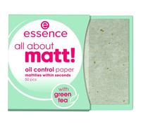 Essence all about opaco! Oil control paper, carta opacizzante, carta cipria, trasparente, assorbente, opaca, priva di nanoparticelle, senza profumo, senza olio (50 pezzi)