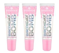 essence BIRTHDAY BOMB lucidalabbra, Nº 01, Trasparente, naturale, brillante, fresco radioso, con lucentezza, vegano, senza parabeni, senza microparticelle di plastica, privo di nanoparticelle