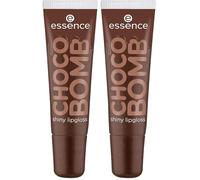 essence CHOCO BOMB shiny lipgloss 01 Chocoholic!, lucidalabbra, profumo di cioccolato, marrone con riflessi dorati, non appiccicoso, 10ml (Confezione da 2)