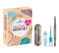 essence cosmetics Easy & WOW Brow Set light, set per sopracciglia, trucco, regalo per donne, vegano, senza particelle di microplastica, senza profumo, confezione da 1 (3 pezzi)