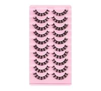 Essence DH06-02 - Ciglia finte a strisce russe in finto visone, 3D, ibride con espressione naturale, 10 paia di ciuffi fatti a mano, riutilizzabili, curvatura a D (DH06-03)