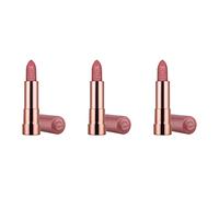 Essence Hydrating Nude Lipstick, rossetto, n. 303 Delicate, nude, nutriente, idratante, con oli, naturale, vegano, senza alcool, confezione da 3 (3 x 3,5 g)