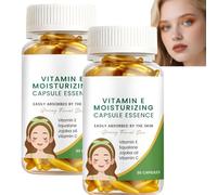 Essence in capsule Vitamina E idratante e antietà - 60 perle siero all'olio di squalano e jojoba - Trattamento viso illuminante per pelli secche/sensibili (2 pezzi)