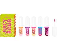 essence JUICY BOMB lip oil set 02 POUT OF PARADISE, set di oli labbra dal profumo tropicale, 5 tonalità fruttate, regalo per labbra lucidi, 5×2,4ml