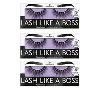 essence LASH LIKE A BOSS ciglia finte, ciglia artificiali, 02, nero, lunga tenuta, effetto volume, senza nanoparticelle, confezione da 3 (3x1 paio)