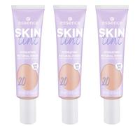Essence SKIN Tint, Make up, n. 20, Nude, idratante, naturale, vegano, senza olio, filtro UVA e UVB + SPF 30, senza profumo, confezione da 3 (3 x 30 ml)