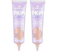 Essence SKIN Tint, Make up, n. 20, Nude, idratante, naturale, vegano, senza olio, filtro UVA e UVB + SPF 30, senza profumo, confezione da 2 (30 ml)