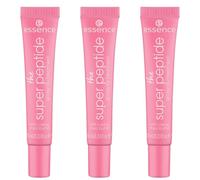 Essence the super peptide glossy lip treatment, balsamo per labbra, n. 02, rosa, levigante, con vitamine, nutriente, vegano, senza parabeni, senza microplastica, senza nanoparticelle, confezione da 3
