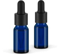 Essenciales Flacone contagocce in vetro blu da 10 ml, flaconi contagocce con pipetta contagocce in vetro, per olio essenziale, massaggio, fragranza, aromaterapia, laboratorio - 2 pezzi, blu, 10 ml