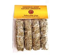 ESSENCIO SHOP Salvia bianca indiana, 4 fasci di bastoncini per sbavature (15,2 cm), 4 pezzi da 28-33 grammi ciascuno rimuove la negatività