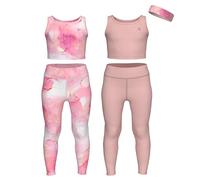 Essenclo Girls Athletic Leggings Yoga Pants w/Sleeveless Crop Tank Tops for Kids Workout Cheer Dance Run Sizes 3-16, 5pc Set - E2110 - Set-12-9-10