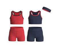 Essenclo Girls Clothing Athletic Sets Sleeveless Crop Tank Tops & Bike Shorts Cheer, Gymnastics, Volleyball Size 3-16 (5 Pcs) - E2108 - Set-4-5-6
