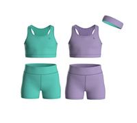 Essenclo Girls Clothing Athletic Sets Sleeveless Crop Tank Tops & Bike Shorts Cheer, Gymnastics, Volleyball Size 3-16 (5 Pcs) - E2108 - Set-8-9-10