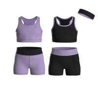 Essenclo Athletic Sets Sleeveless Crop Tank Tops & Bike Shorts Abbigliamento Sportivo, Set-1, 7-8 (Pacco da 5) Bambine e Ragazze