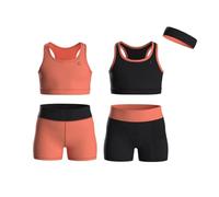 Essenclo Girls Clothing Athletic Sets Sleeveless Crop Tank Tops & Bike Shorts Cheer, Gymnastics, Volleyball Size 3-16 (5 Pcs) - E2108 - Set-3-11-12