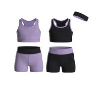 Essenclo Girls Clothing Athletic Sets Sleeveless Crop Tank Tops & Bike Shorts Cheer, Gymnastics, Volleyball Size 3-16 (5 Pcs) - E2108 - Set-1-11-12