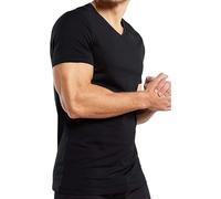 Essendo | 3 T-Shirt Uomo Girocollo Scollo a V in Morbido Cotone bielastico. Maglietta Intima Mezza Manica da Uomo Elasticizzata Girocollo e Scollo a Punta (S, Nero Scollo a V)