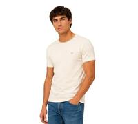 Essendo T-Shirt Uomo in Cotone Maglietta Girocollo con Profili a Contrasto su Collo e Maniche - Maglia Basic Regular Fit in Fresco Cotone - (IT, Testo, XL, Regular, Regular, Panna)