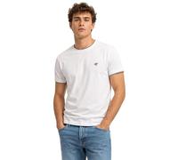 Essendo T-Shirt Uomo in Cotone Maglietta Girocollo con Profili a Contrasto su Collo e Maniche - Maglia Basic Regular Fit in Fresco Cotone - (IT, Testo, XXL, Regular, Regular, Bianco)