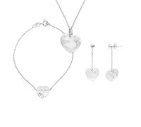 Essens - CUORE DI SWAROVSKI - Collana, bracciale e orecchini - Autentico cristallo di SWAROVSKI - Argento 925 - Gioielli da donna