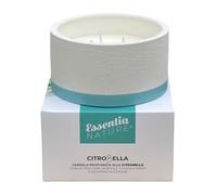 ESSENTIA CitroBella, Candela profumata alla Citronella, Cera di Soia Vegetale, Vaso Ceramica, Olio Essenziale Bio di Citronella di Java, Stoppino Cotone, Antizanzare, Durata 60 h (Verde Acqua, 265 g)