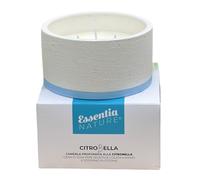 ESSENTIA CitroBella, Candela profumata alla Citronella, Cera di Soia Vegetale, Vaso Ceramica, Olio Essenziale Bio di Citronella di Java, Stoppino Cotone, Antizanzare, Durata 60 h (Azzurro, 265 g)