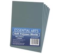 Essential Arts 100 x 150 mm double face morbidi blocchi di polimero grigio confezione da 5 - 3 mm di spessore super morbidi fogli di stampa in rilievo per facile intaglio Lino arte e artigianato