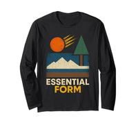Essential Form Retro Montagna Albero Sole Design Maglia a Manica