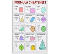Essential Math Formulas Poster Comprehensive Cheatsheet for Students Study Quick Reference Guide Classroom Home Office(Framed,16x24inch(40x60cm))