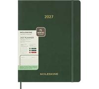 Moleskine Essential Planner 2026-2027, Agenda Settimanale Verticale 15 Mesi, Con Slot Orari Giornalieri, Copertina Flessibile, Formato XXL 23,5x28,14 cm, Colore Verde Mirto