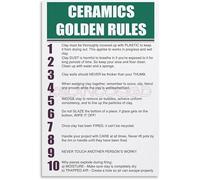 Essential Pottery Rules Poster Ceramics Golden Rules Knowledge Canvas Wall Art for Workshop Decor(Framed,16x24inch(40x60cm))