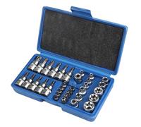 Essential - Set di 34 chiavi a bussola e punte da 3/8", con custodia per il trasporto, ideale per auto, camion, casa, officina, riparazione, utensili manuali, strumenti di assemblaggio di mobili