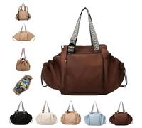 Essential Tote Bag, Tote Bag with Compartments, 15 Pockets Compartments, Large Capacity, Doubles as Crossbody and Shoulder Bag, Suitable for Various Occasions (Brown)