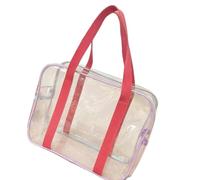Essentials - Borsa tote trasparente con manici, borsa a tracolla in PVC trasparente per giornate in piscina, trasporto asciugamani e imballaggio in vacanza, trasparente, con manico a tracolla