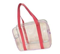 Essentials - Borsa tote trasparente con manici, borsa a tracolla in PVC trasparente per giornate in piscina, trasporto di asciugamani e V trasparente in gelatina trasparente con manico a tracolla in