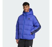 Essentials Climawarm Giacca Piumino con Cappuccio 3 Strisce Semi Lucid Blue L