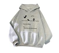 Essentials Felpa con cappuccio da donna, a maniche lunghe, casual, leggera, comoda, ampia, con stampa di lettere di dinosauro, con tasca