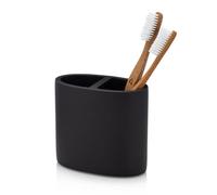 Essentra Home, portaspazzolino nero opaco per piani di lavoro, portaspazzolino piccolo, collezione nero opaco