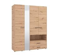 armadio 4 ante 2 cassetti con specchio di design moderno industrial cm 161 x 55 x 205,5 h