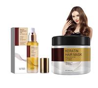 Essenza per capelli all'olio di argan idratante+maschera per collagene, per capelli ricci o lisci, sottili e sottili