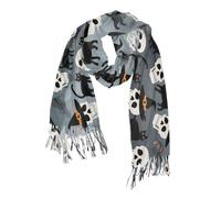 essenziale cashmere sentire donne sciarpe inverno popolare donna natale Halloween teschio gatto nero bufanda para mujer